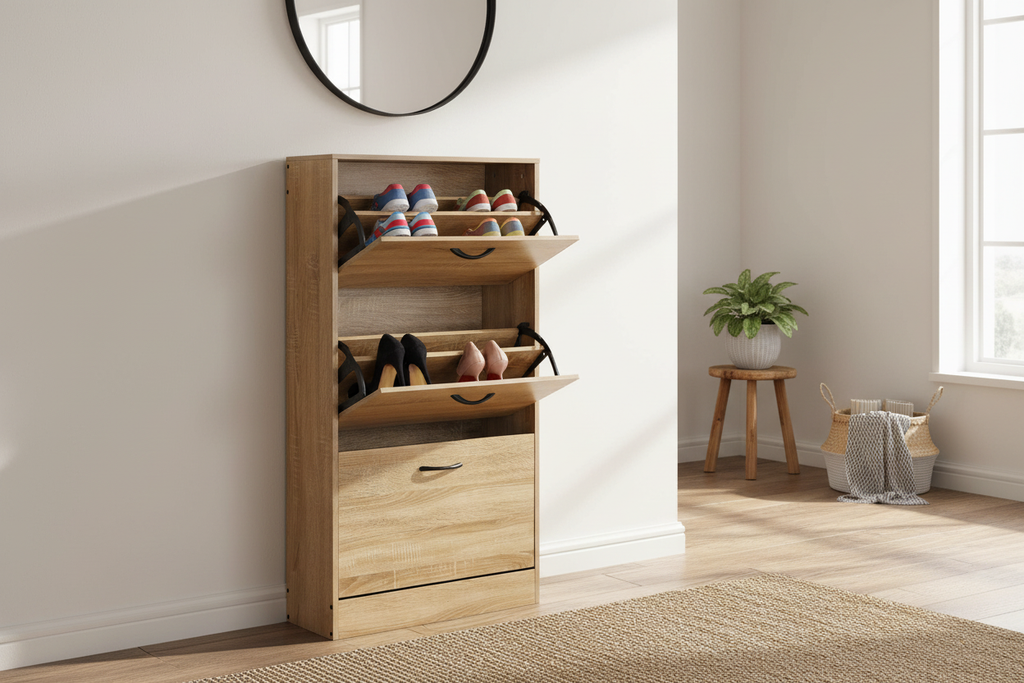 Auren Tall Slim Cabinet in a cosy Australian family home entryway